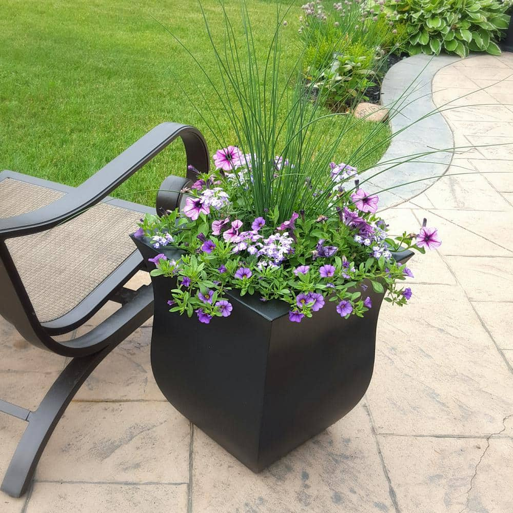 Mayne Valencia 16 in. Square Black Polyethylene Planter 5873-B