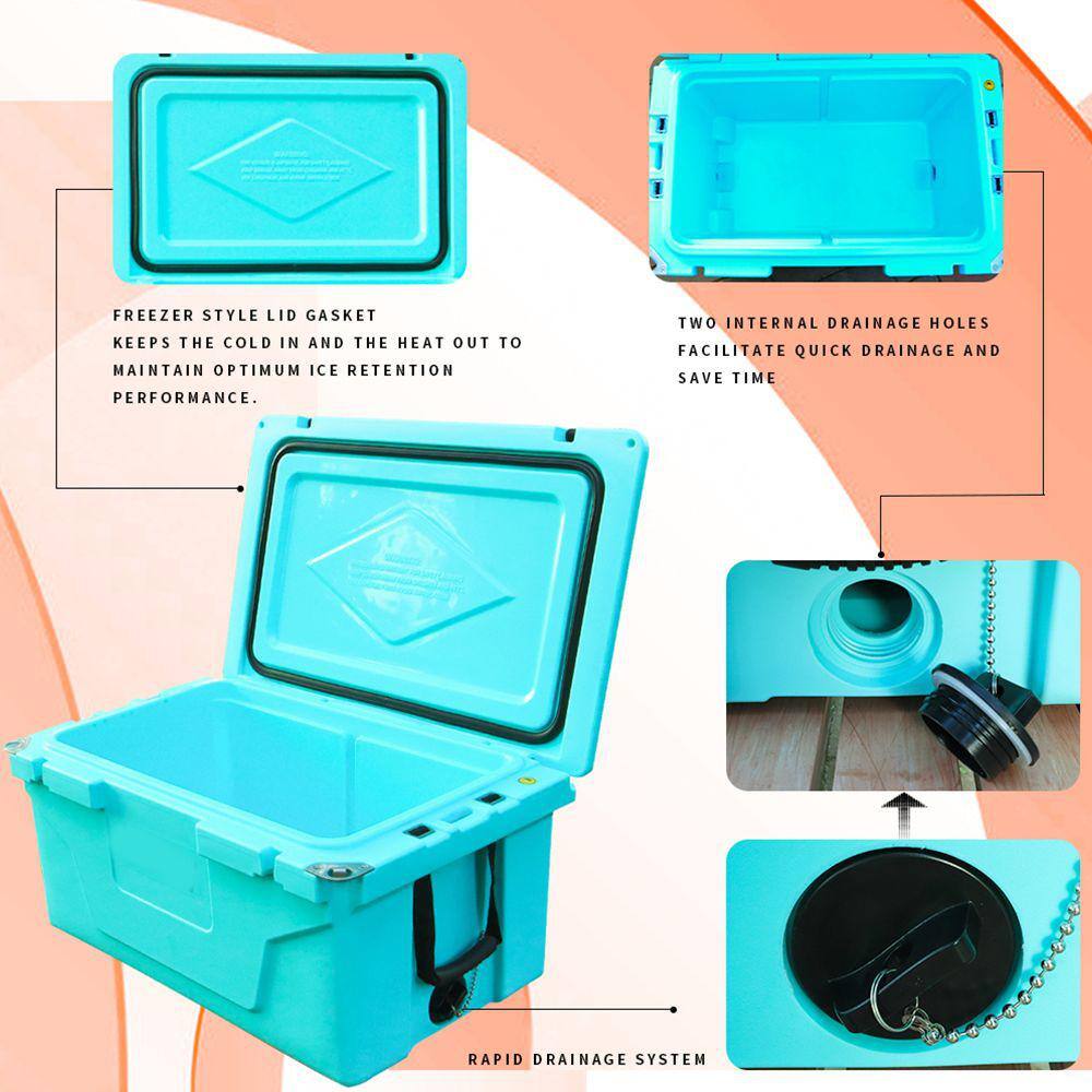 Afoxsos 18 .5 in. W x 29.5 in. L x 15.5 in. H Blue Portable Ice Box Cooler 65QT Outdoor Camping Beer Box Fishing Cooler HDSA05OT031