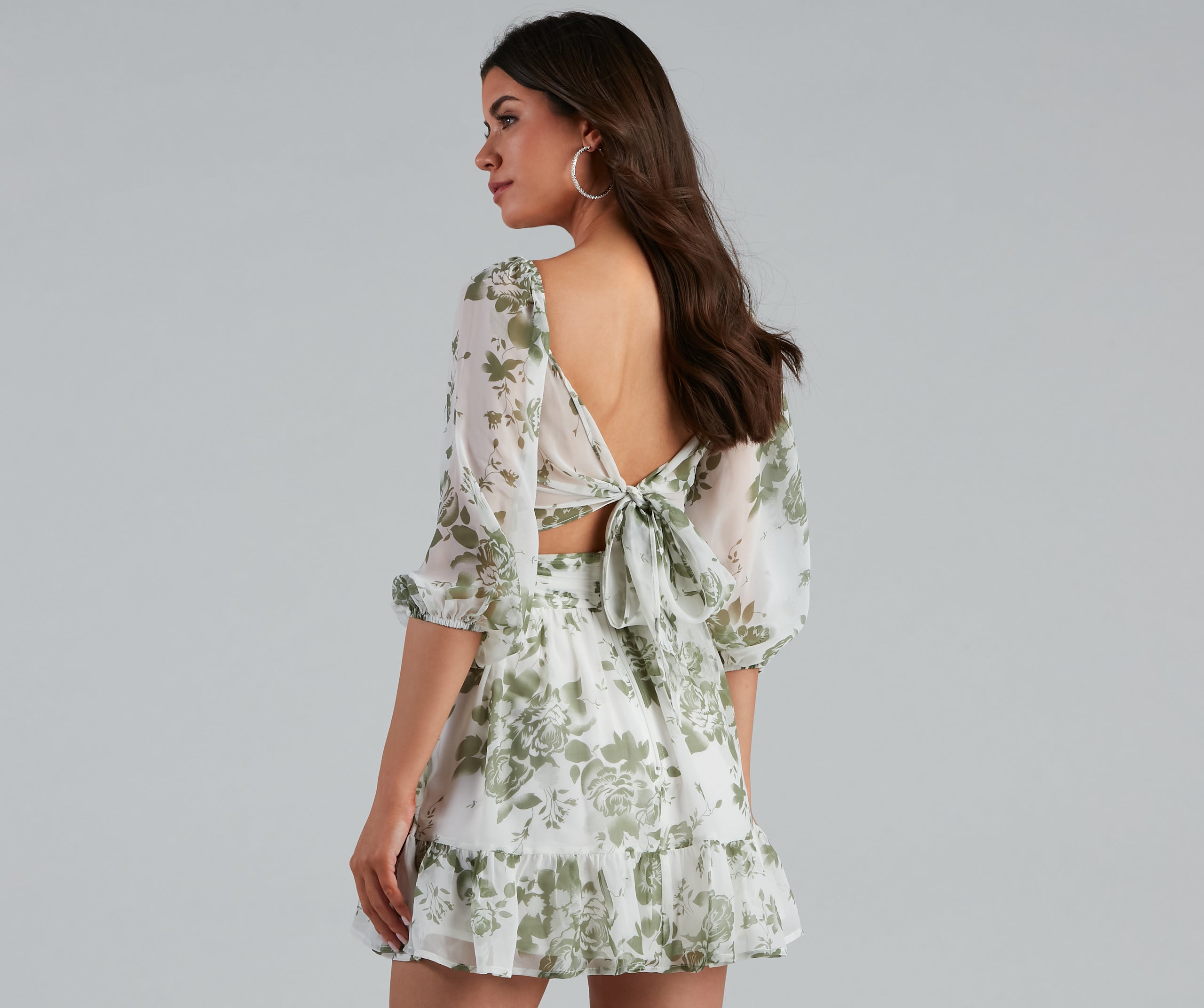 Sunday Girl Floral Chiffon Skater Dress