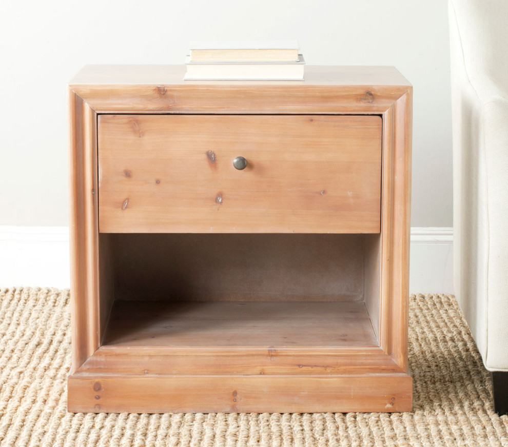 Patrick Wood One Drawer End Table Honey Natural   Farmhouse   Side Tables And End Tables   by Virgil Stanis Design  Houzz