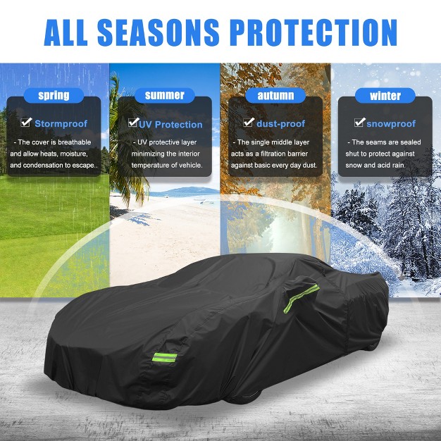 Unique Bargains Waterproof With Zipper Car Cover For Chevrolet Corvette C8 2020 2022 Black