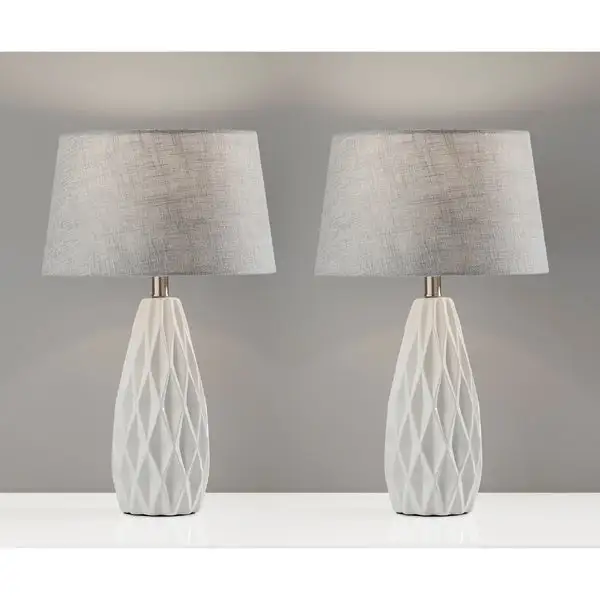 Adesso Joan Geometric White Table Lamp (Set of 2)