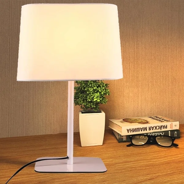 Bedside LED desk lamp ， with button switch， (including LED bulbs) - 9in