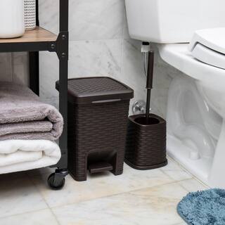 Mind Reader Basket Collection Square Wastepaper Pedal Basket and Toilet Brush Set Wicker Style Bathroom 2 Piece Set Brown PEDTOIL-BRN