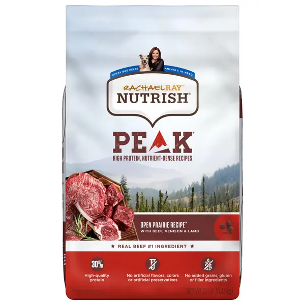 Rachael Ray Nutrish 23 lb Peak Open Prairie Recipe With Beef， Venison and Lamb， Dry Dog Food