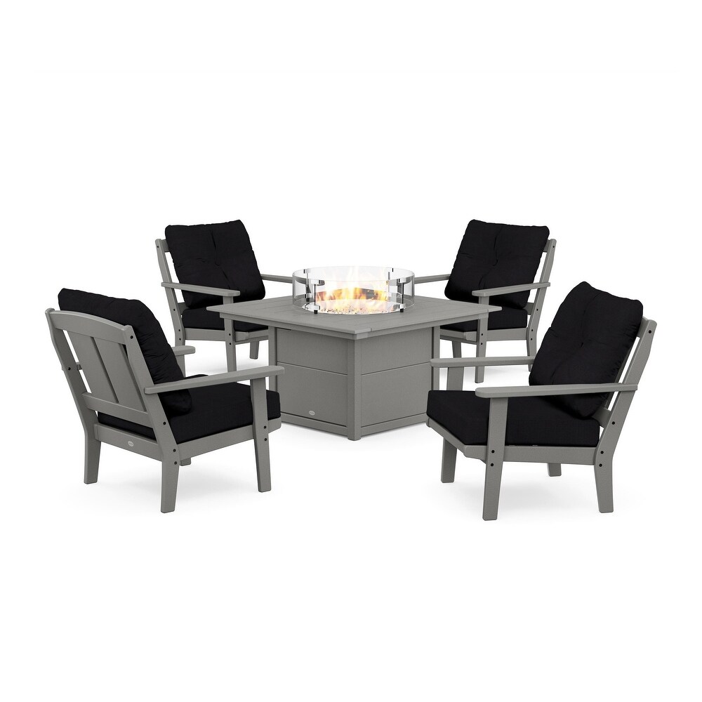 Mission 5 Piece Deep Seating Set with Fire Pit Table