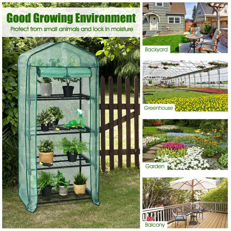 Heavy-Duty 4-Tier Portable Mini Greenhouse With Weatherproof Cover