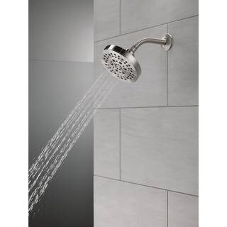 Delta 5-Spray Patterns 1.75 GPM 6 in. Wall Mount Fixed Shower Head in Stainless 52535-SS