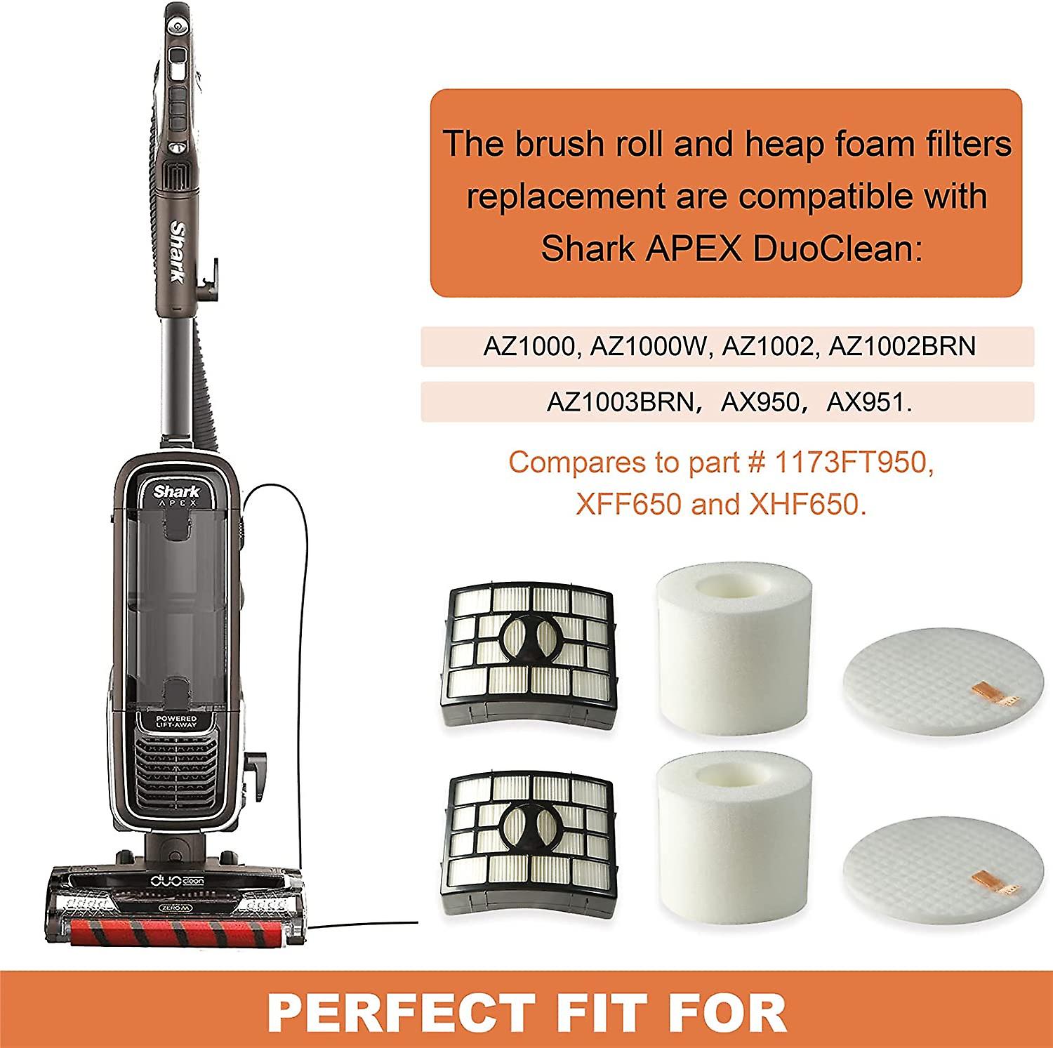 Brush Roll And 2 Filters Kit Replacement For Shark Apex Duoclean Az1002 Az1000w Ax951 Ax952 Vacuum Cleaner