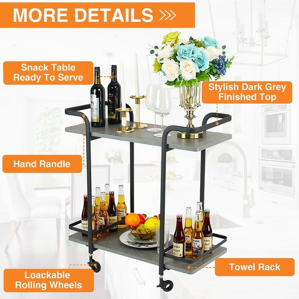 2 Tier bar cart With black wheels