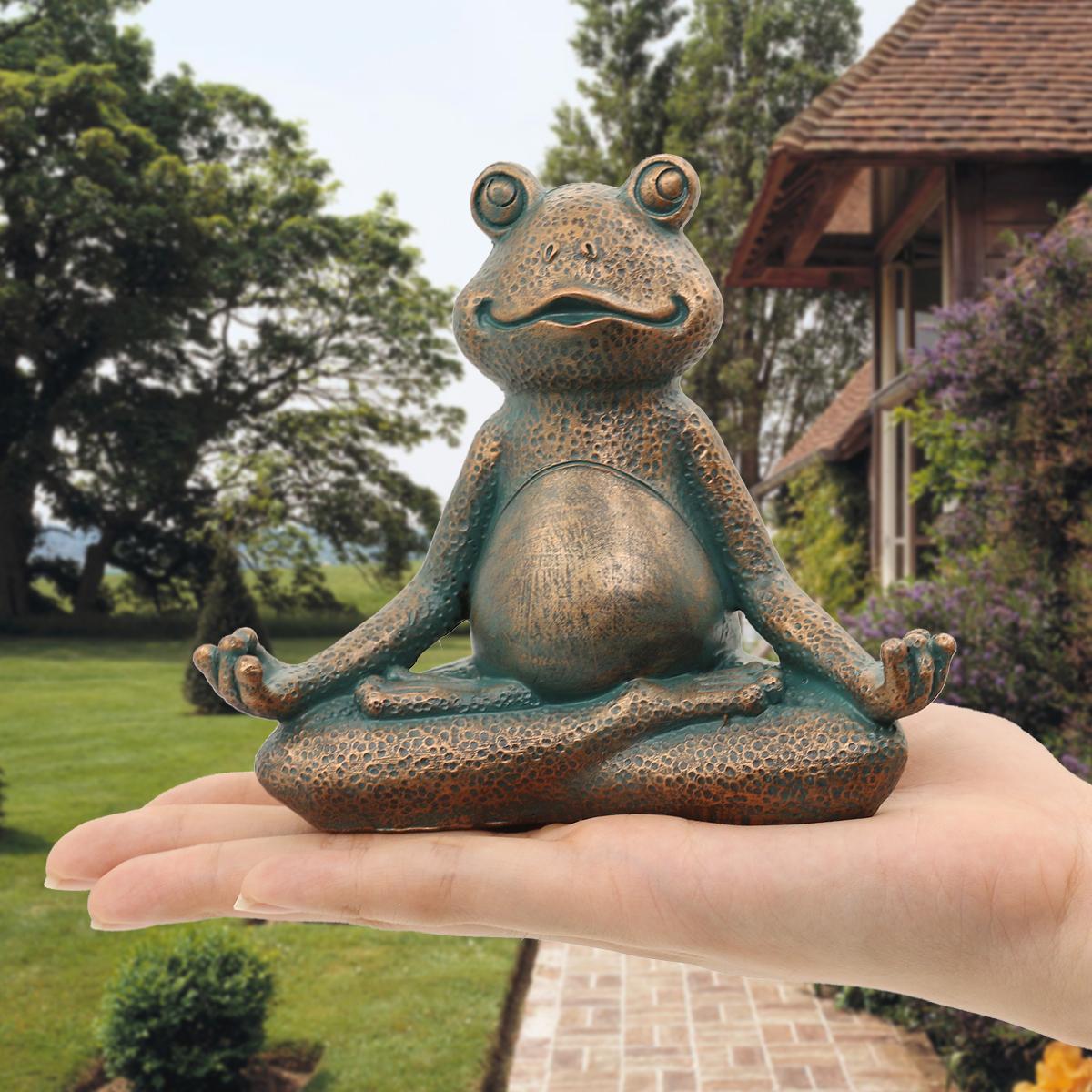 Goodeco Meditating Frog Miniature Figurine,Zen Yoga Frog Garden Statue Ornament- Indoor/Outdoor Garden Sculpture for Fairy Garden, 5 inch(Copper)