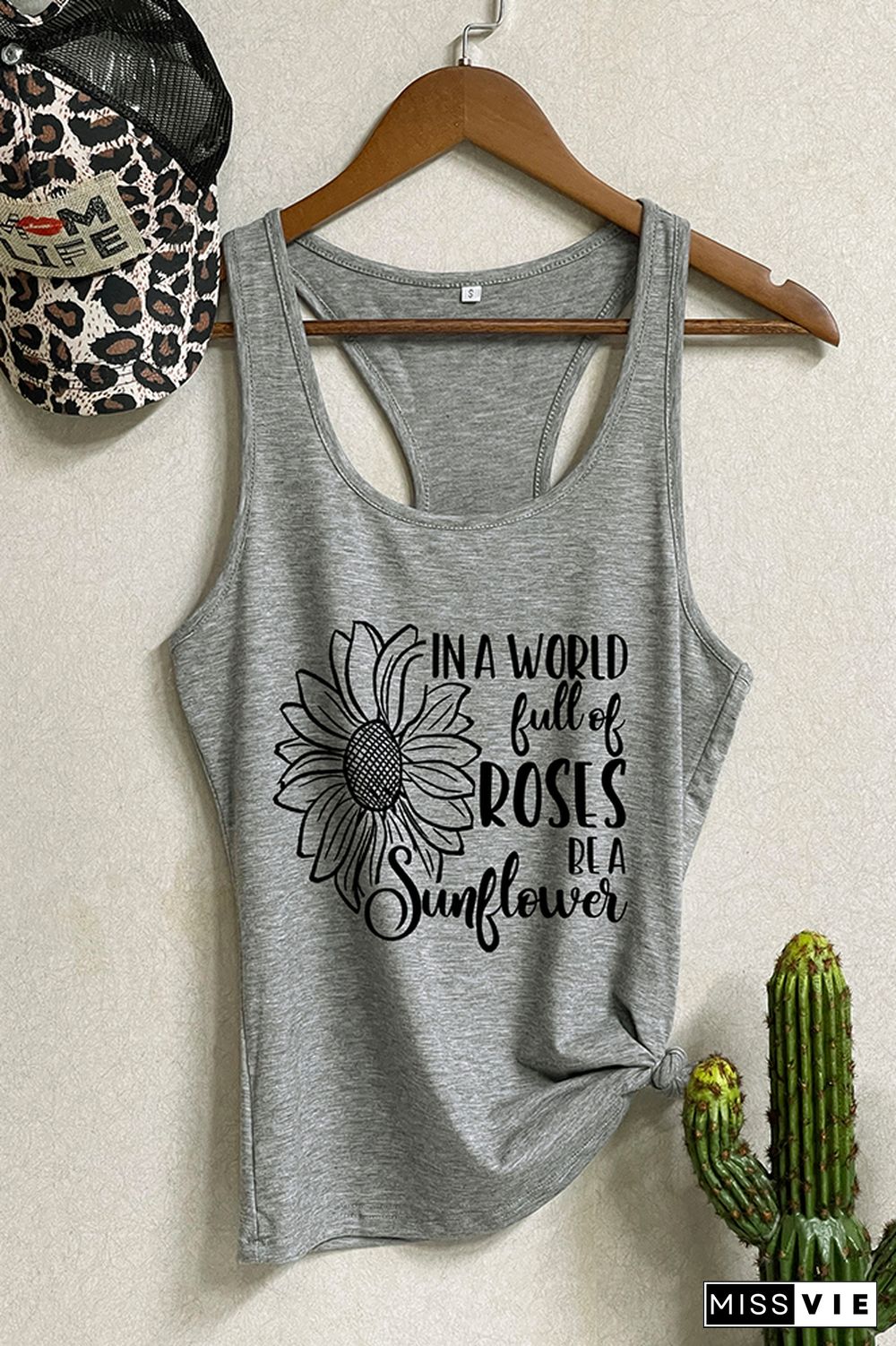 In the world full of roses be a sunflower,Inspirational Quotes, Sunflower Tank Top Wholesale