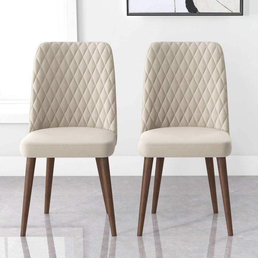 Ashcroft Imports Furniture Co. Ellen Mid-Century Modern Beige Velvet Dining Chair (Set of 2) DCHR-EVE-BEI