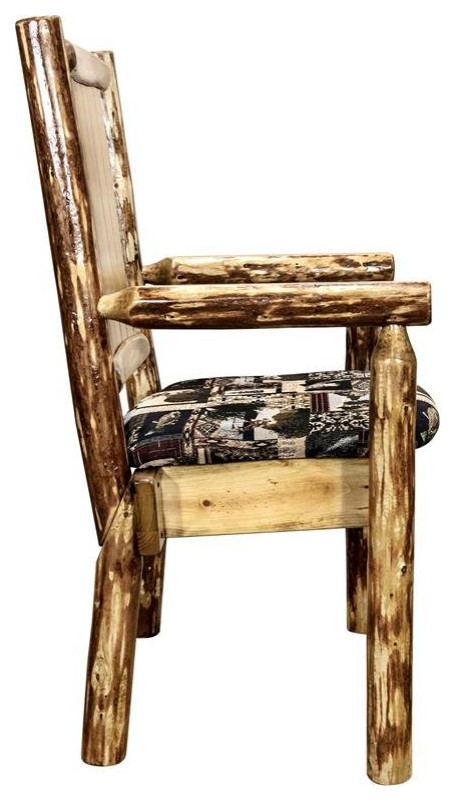 Montana Woodworks Glacier Country Hand Crafted Wood Captain  x27s Chair in Brown   Rustic   Dining Chairs   by Homesquare  Houzz