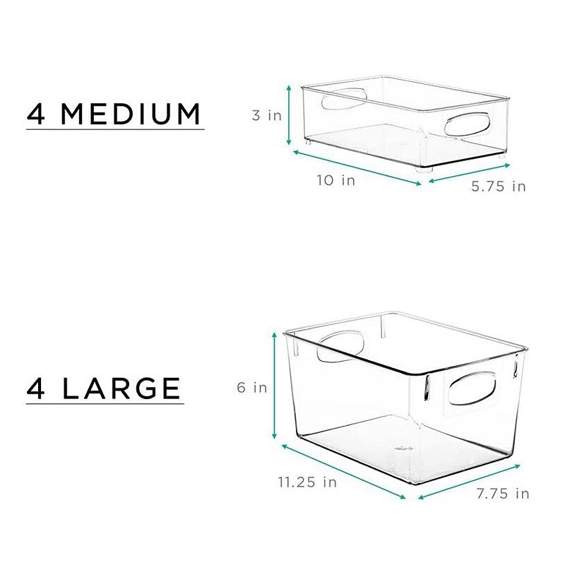 Sorbus Set of 8 Clear Fridge Organizer Containers and Bins