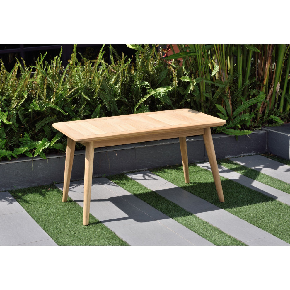 Indoor or Outdoor Coffee Table  Weather Resistant Teak Wood Construction  Brown   Midcentury   Outdoor Coffee Tables   by Declusia  Houzz