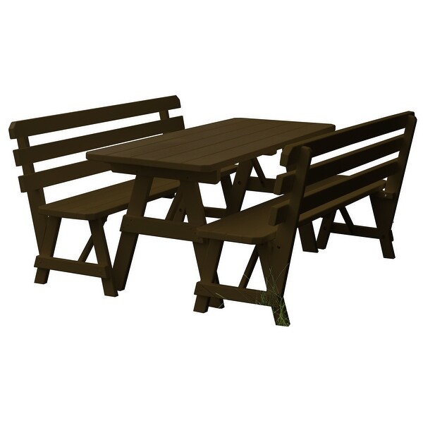 Pine 6' Picnic Table with 2 Backed Benches