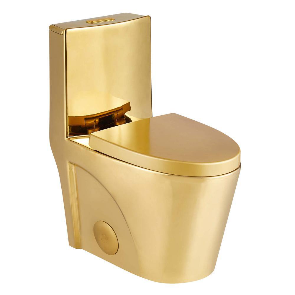 FINE FIXTURES Ultraluxe 12 in. Rough-In 1-Piece 11.6 GPF Dual Flush Elongated Toilet in Shiny Gold Seat Included MOTB7GO-O