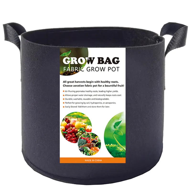 1 / 2 / 3 / 5 / 7 / 10 / 20 / 30 / 40 / 50 / 100 / 200 / 300 / 400 gallon garden eco friendly breathable felt plant grow bags