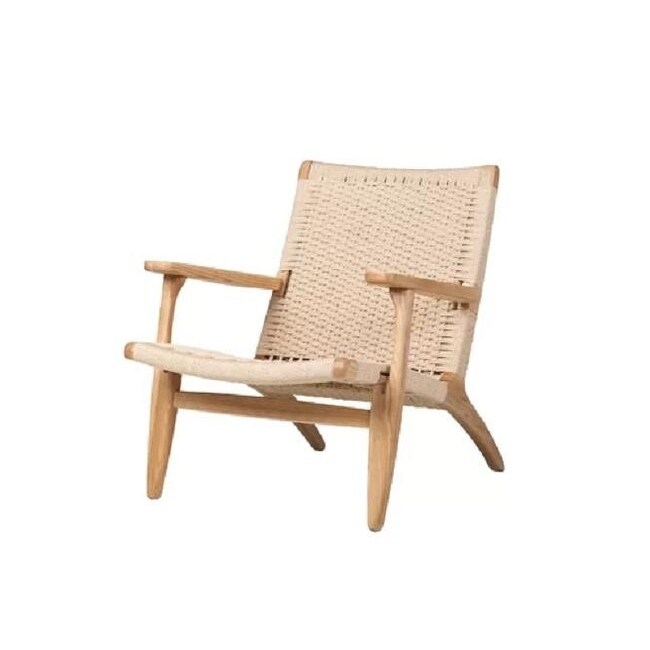 Ash Comfortable Lounge Chair made of Solid Ash Wood with Rattan Weave