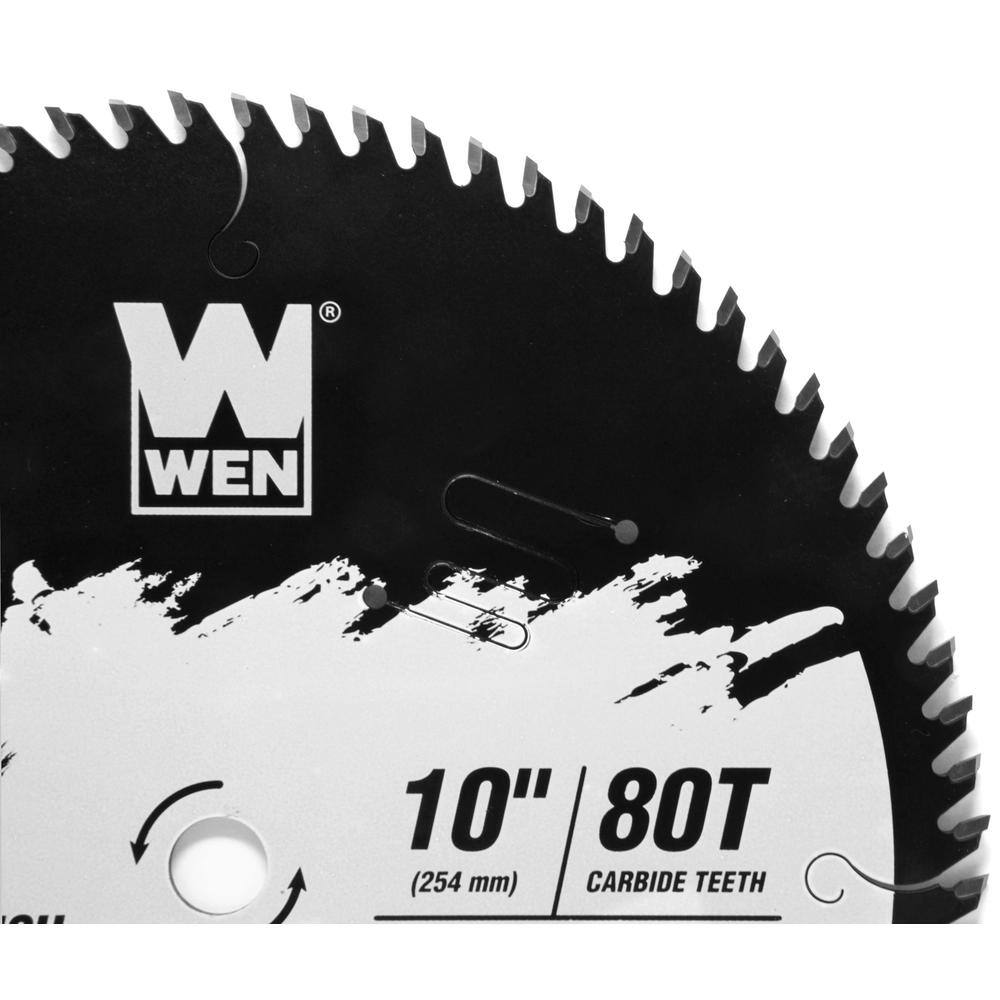 WEN Apex 10 in. 80-Tooth Carbide-Tipped Ultra-Fine-Finish Industrial-Grade Woodworking Saw Blade with Cool-Cut Coating BL1080C