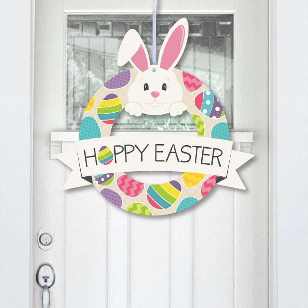 Big Dot Of Happiness Hippity Hoppity Outdoor Easter Bunny Party Decor Front Door Wreath