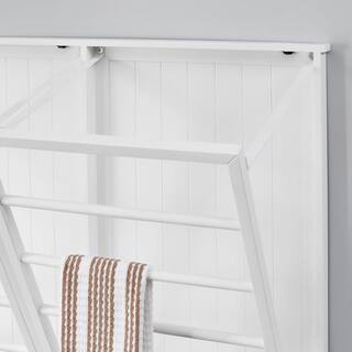 Home Decorators Collection 42 in. H x 44 in. W x 2 in. D White Wood Collapsible Laundry Wall Rack 20MJE2170