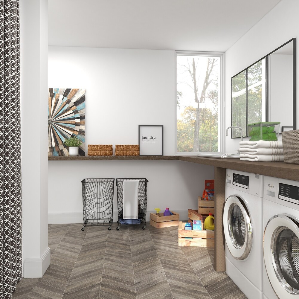 Brown Wood Handmade Storage Basket with Handles (Set of 4)   S/4 13\