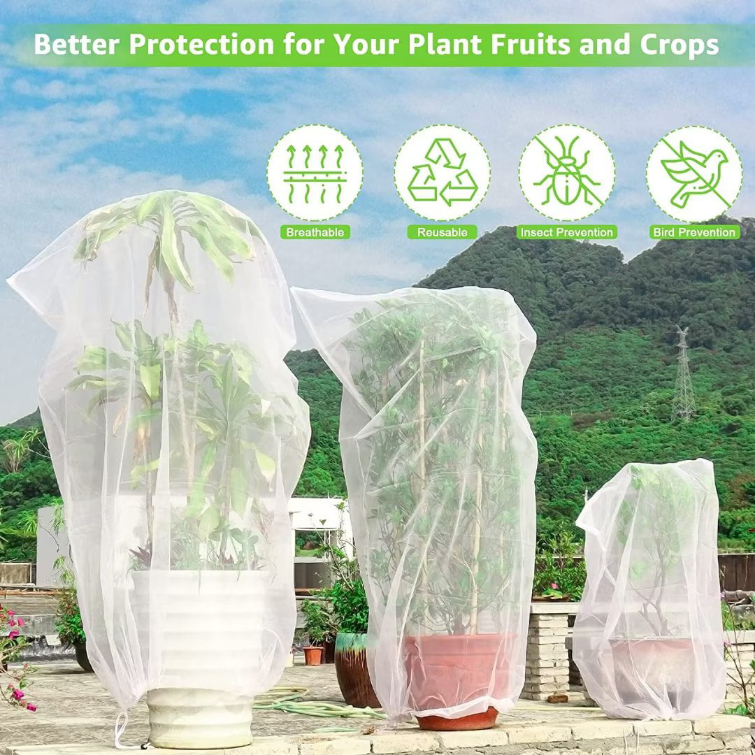 39 in. H x 39 in. W White In Shape Bag with Rope Bird Netting Insect Barrier Garden Plant Cover