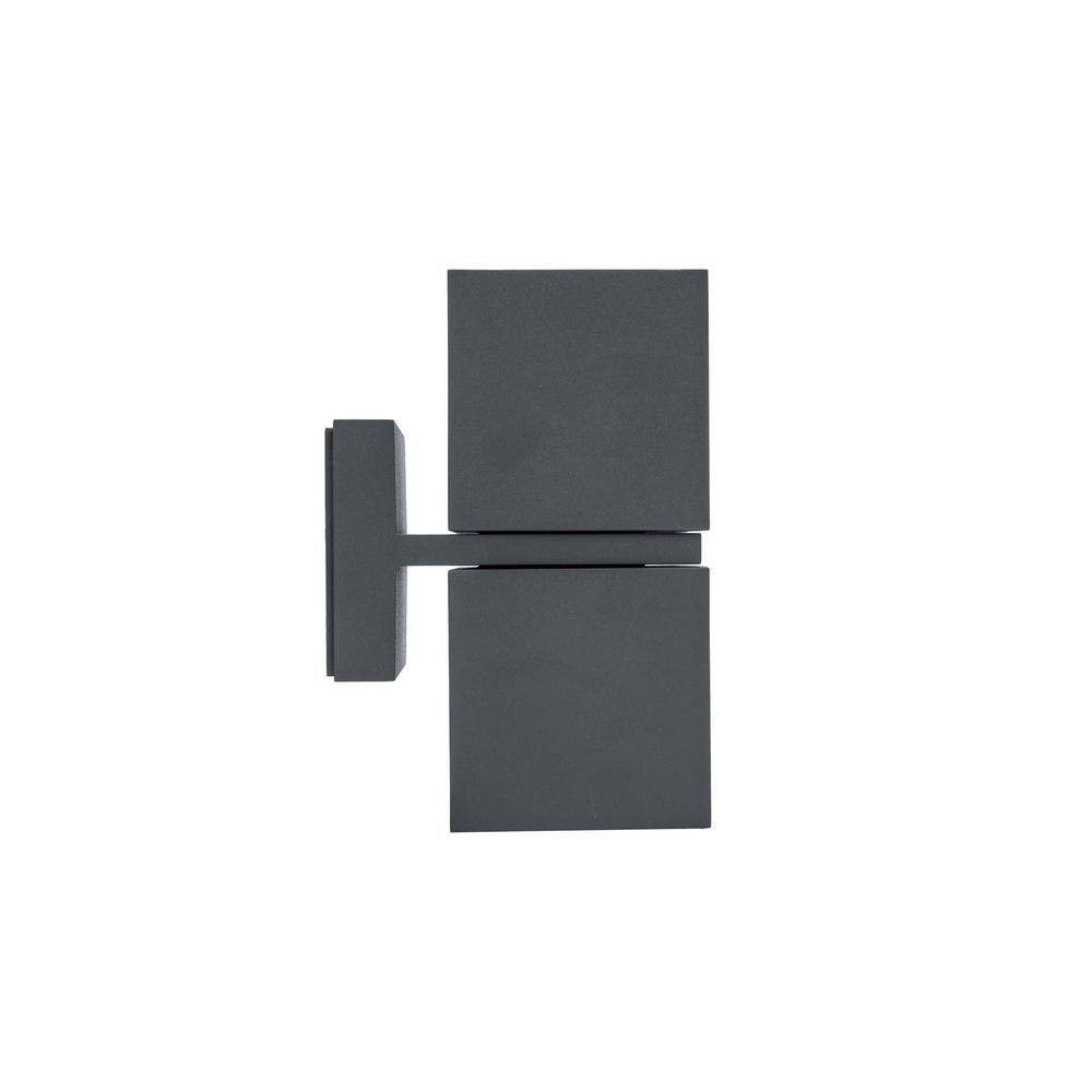 Home Decorators Collection Keating 2-Light Dark Grey LED Outdoor Wall Mount Lantern Sconce with Opal PC 5193805118