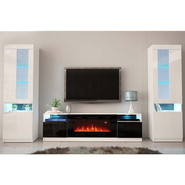 York 02 Electric Fireplace Wall Unit Entertainment Center