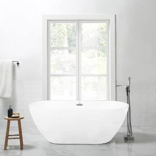 CASAINC 67 in. Acrylic Flatbottom Non-Whirlpool Bathtub in White CAS967W