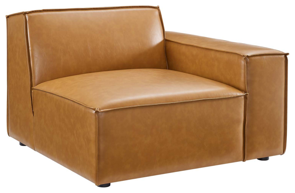 Restore Left Arm Vegan Leather Sectional Sofa Chair  Tan   Contemporary   Armchairs And Accent Chairs   by Modway  Houzz