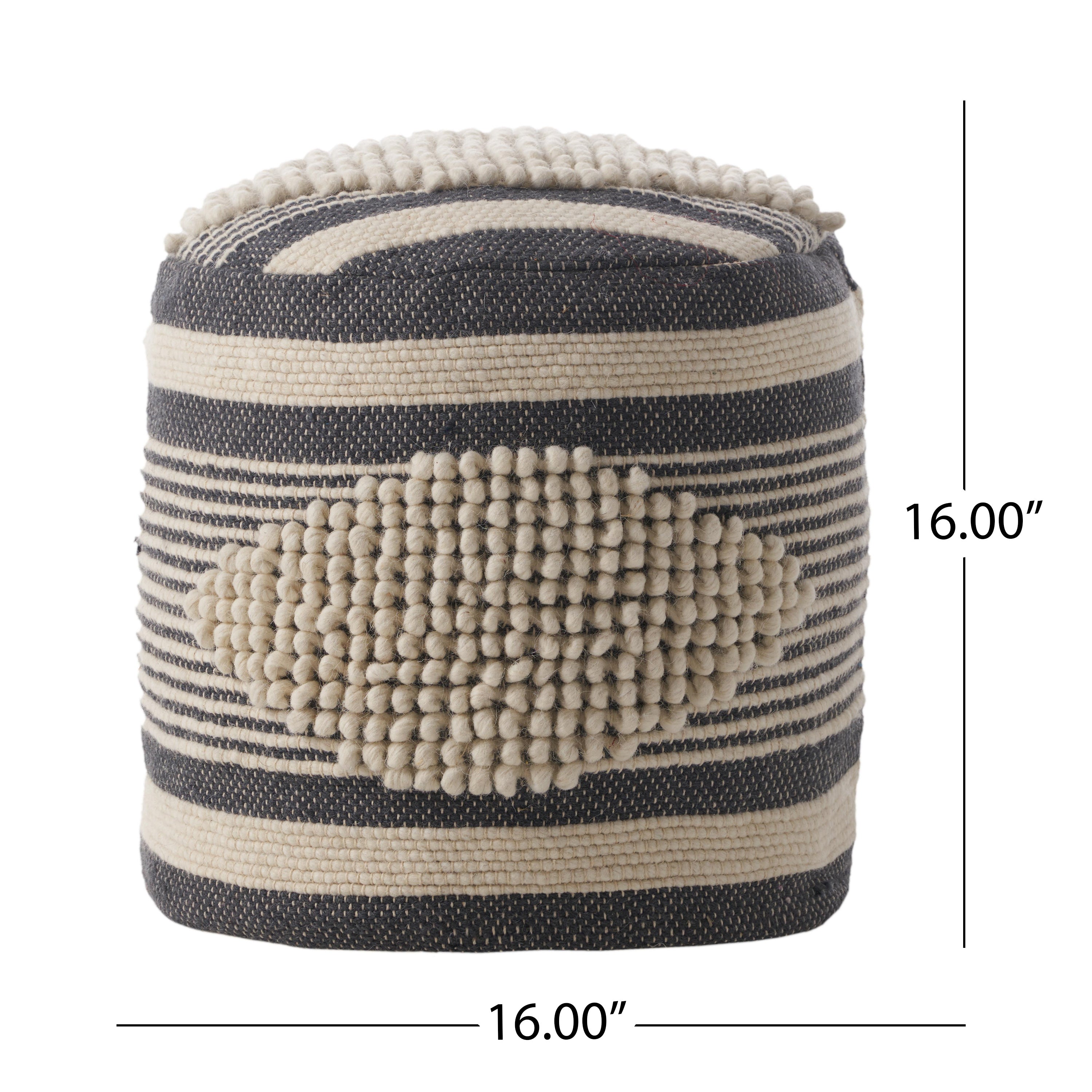 Villard Boho Handcrafted Fabric Cylinder Pouf