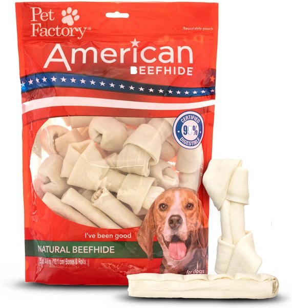 Pet Factory American Beefhide 4 to 5-inch Assorted Natural Flavored Bones and Chip Rolls Chewy Dog Treats