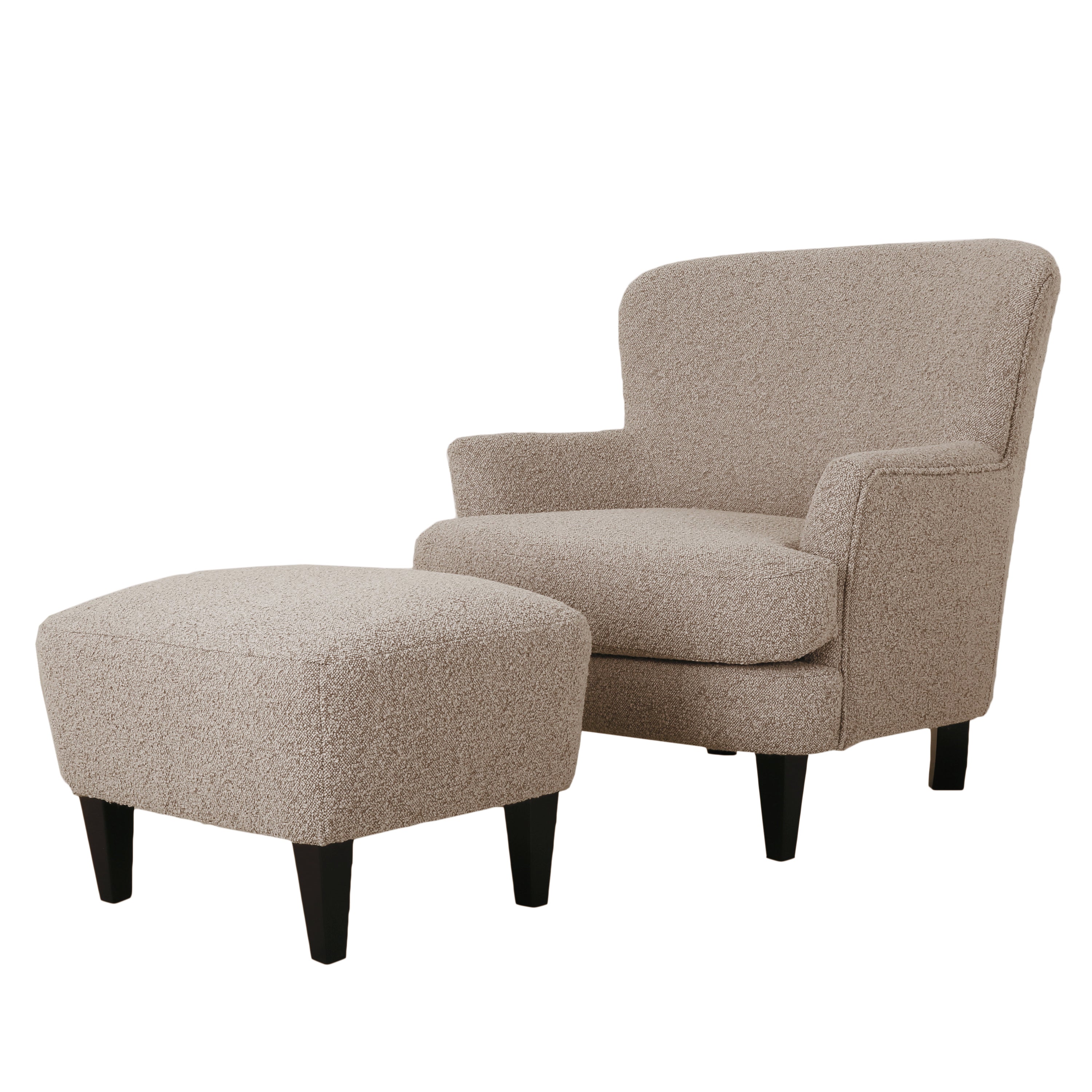 Gerald Boucle Upholstered Club Chair and Ottoman Set