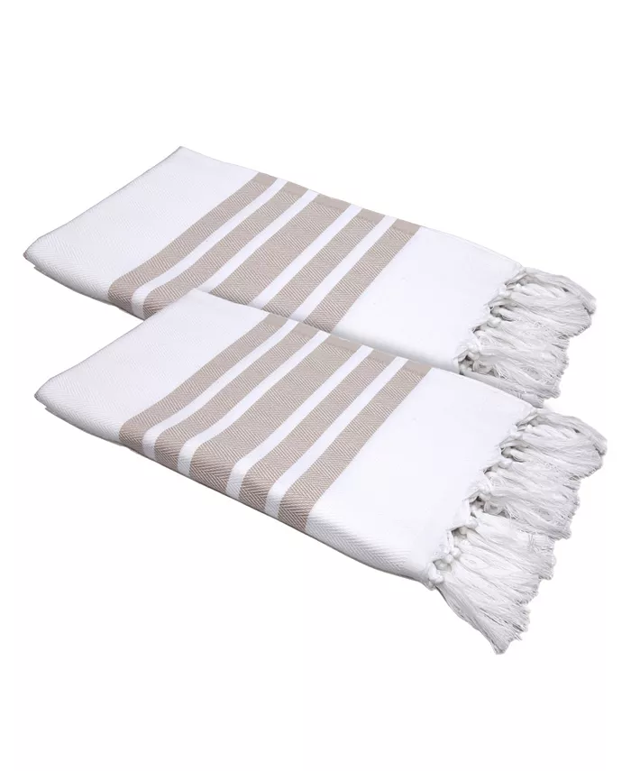 Linum Home Textiles Herringbone Pestemal Pack of 2 100% Turkish Cotton Beach Towel