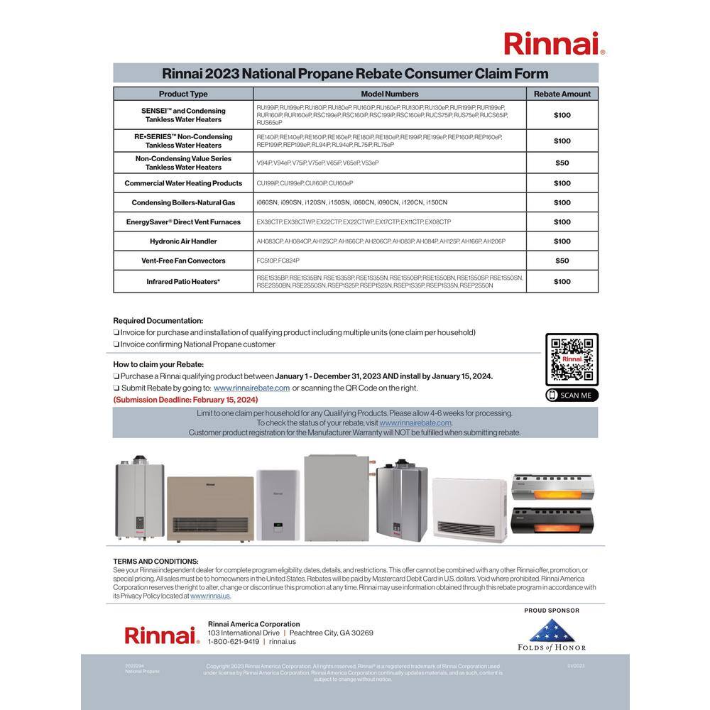 Rinnai High Efficiency Plus 7.5 GPM Residential 180000 BTUh Propane Interior Tankless Water Heater RL75iP