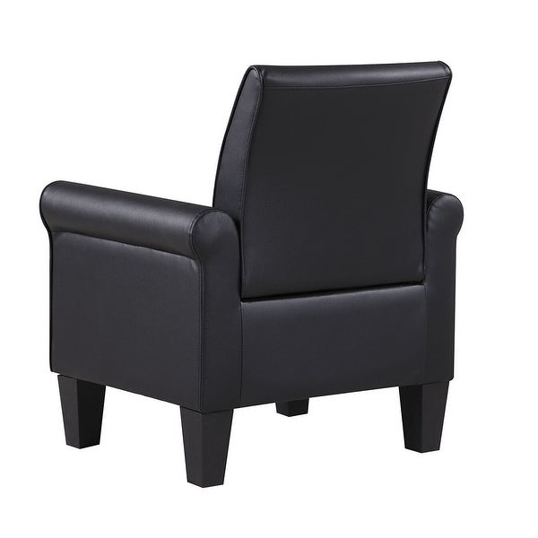 Black PU Leather Accent Arm Chair Single Sofa Black - 35