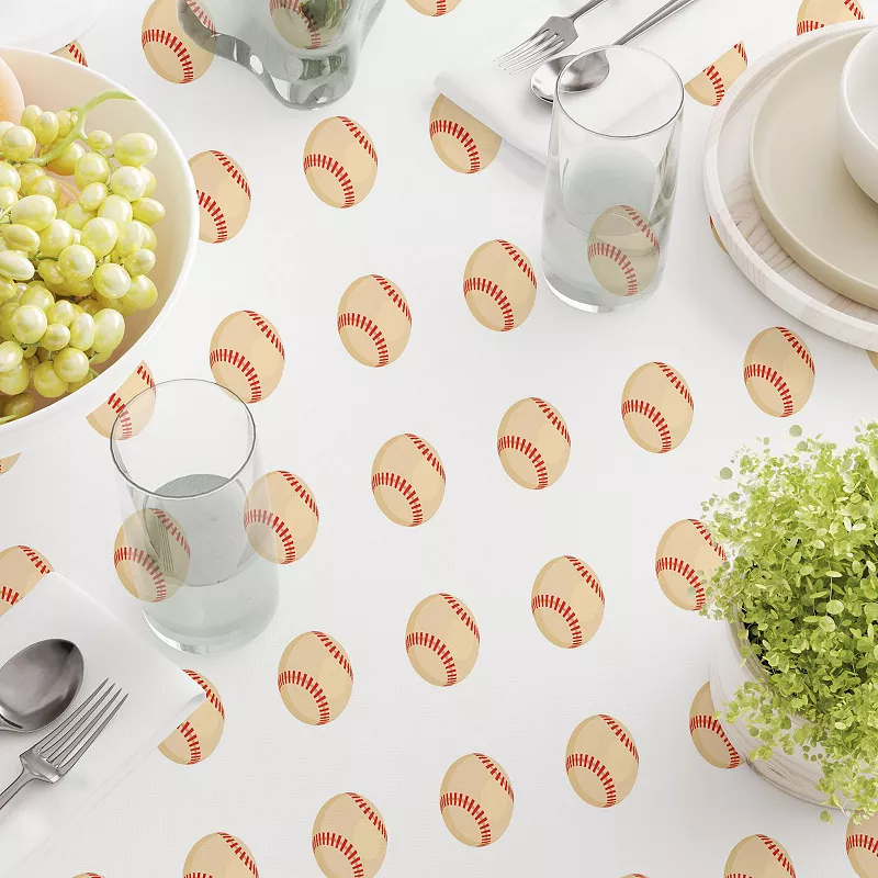 Square Tablecloth， 100% Polyester， 54x54， Baseballs