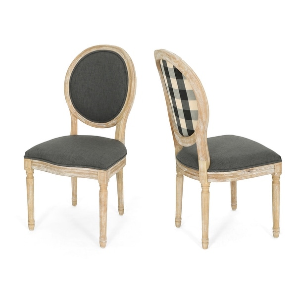 Newman French Country Upholstered Dining Chairs， Set of 2， Light Beige and Blue Floral Fabric and Natural
