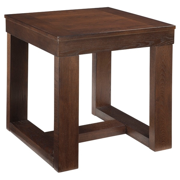 Wooden End Table with Sled Style Base， Brown - 24.13 H x 24.13 W x 24.13 L Inches