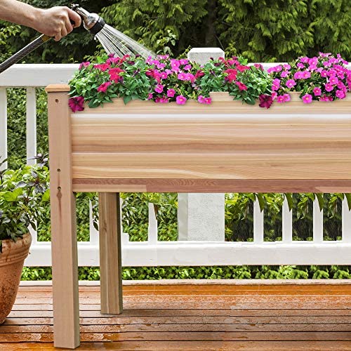 Jumbl Raised Canadian Cedar Garden Bed | Elevated Wood Planter for Growing Fresh Herbs, Vegetables, Flowers, Succulents & Other Plants at Home | Great for Outdoor Patio, Deck, Balcony