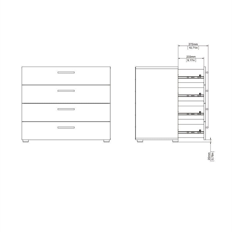 Pemberly Row 4 Drawer Chest in White