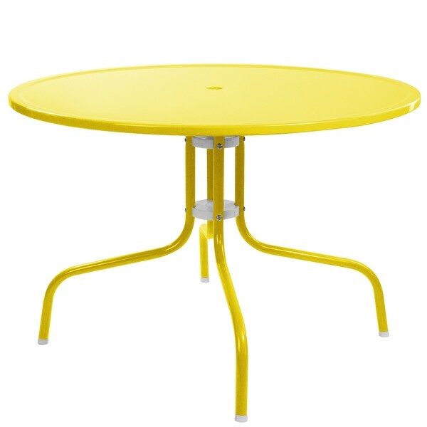 39.25-Inch Outdoor Retro Metal Tulip Dining Table， Yellow