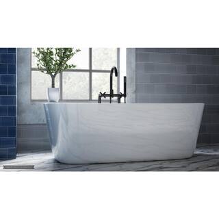 PELHAM  WHITE Bayberry 63 in. Acrylic Oval Freestanding Bathtub in White Drain in White PW82088-W