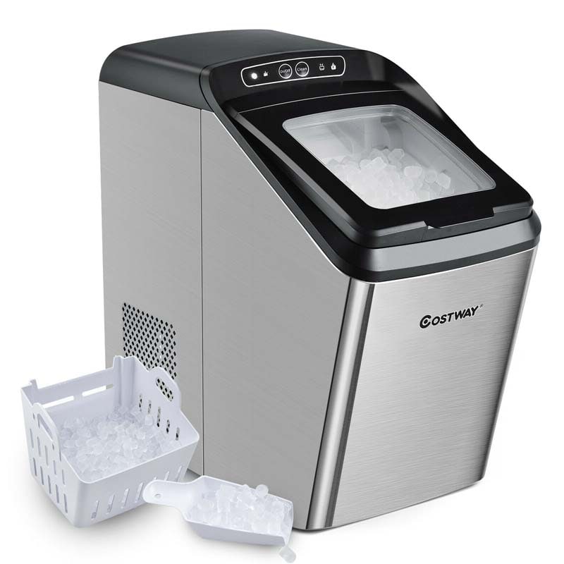 29LBS/24H Chewable Nugget Ice Maker Countertop, Portable Ice Machine with 3 Lbs Basket & Scoop