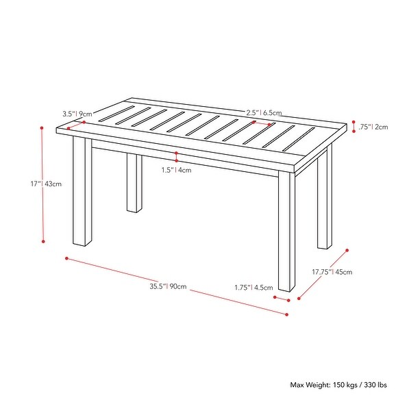 CorLiving Miramar Whitewashed Hardwood Outdoor Coffee Table