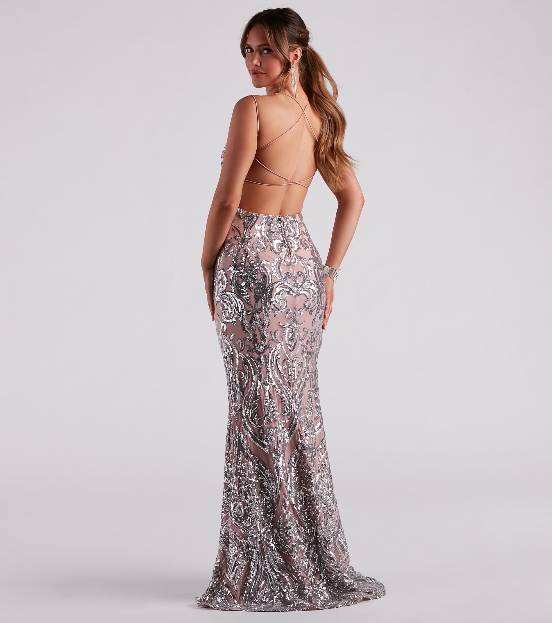 Kenzie Formal Sequin X-Back Dress