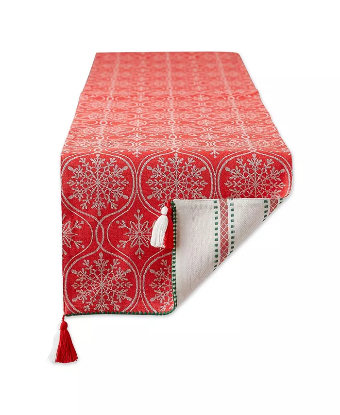 Design Imports Joyful Snowflakes Jacquard Collection for Everyday Use Holidays and Dinner Parties Table Runner 14 x 72